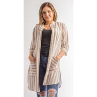 Free As A Bird Striped Duster (Blue or Taupe)