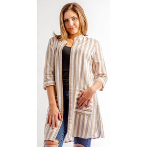 Free As A Bird Striped Duster (Blue or Taupe)