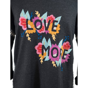 Love More hand inspirational Embroidered top